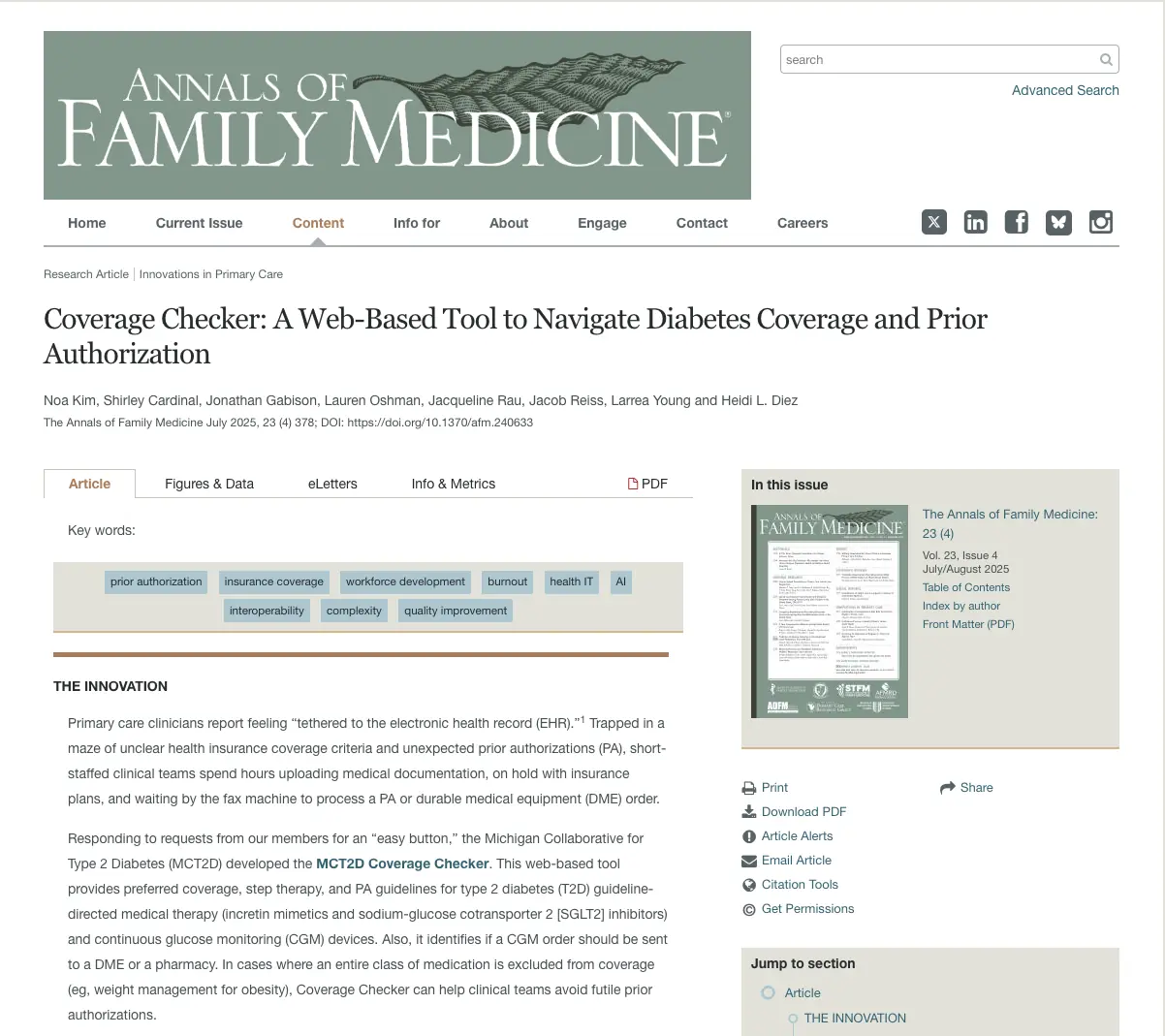 Annals of Family Medicine article