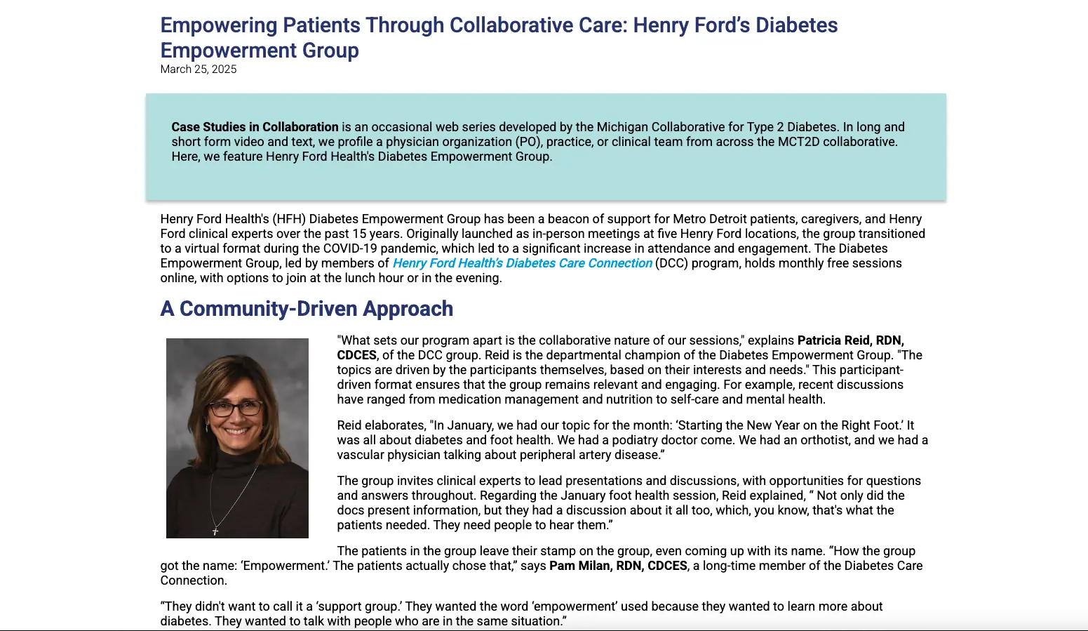 Empowering Patients Through Collaborative Care: Henry Ford's Diabetes Empowerment Group