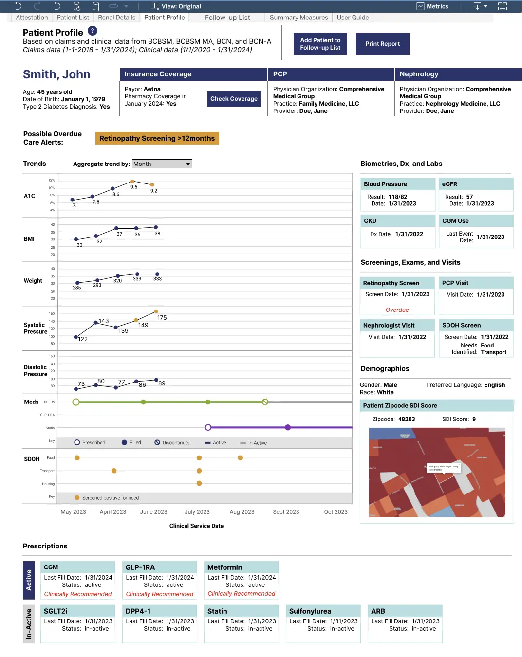Patient Profile interface