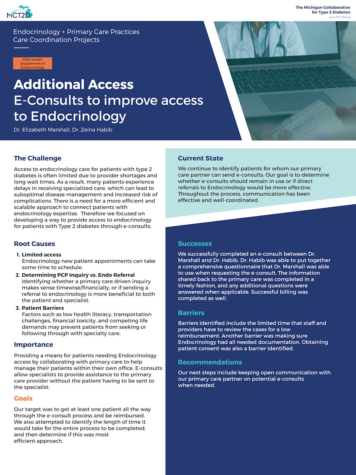 Additional Access - E-Consults to improve access to Endocrinology